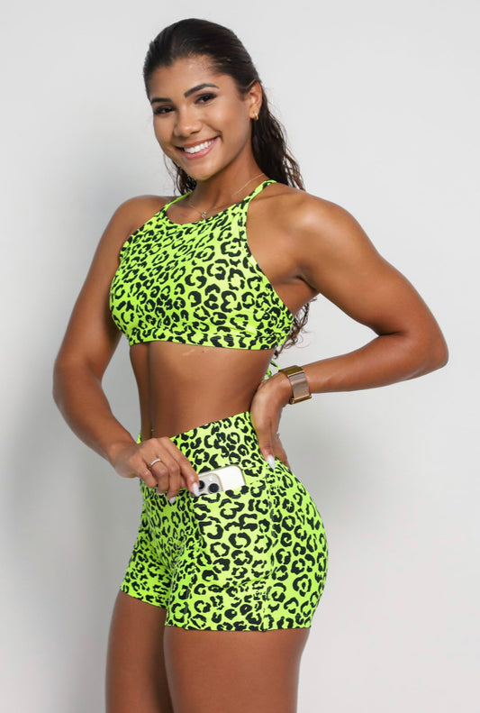 Paula Neon Cheetah Sports Bra