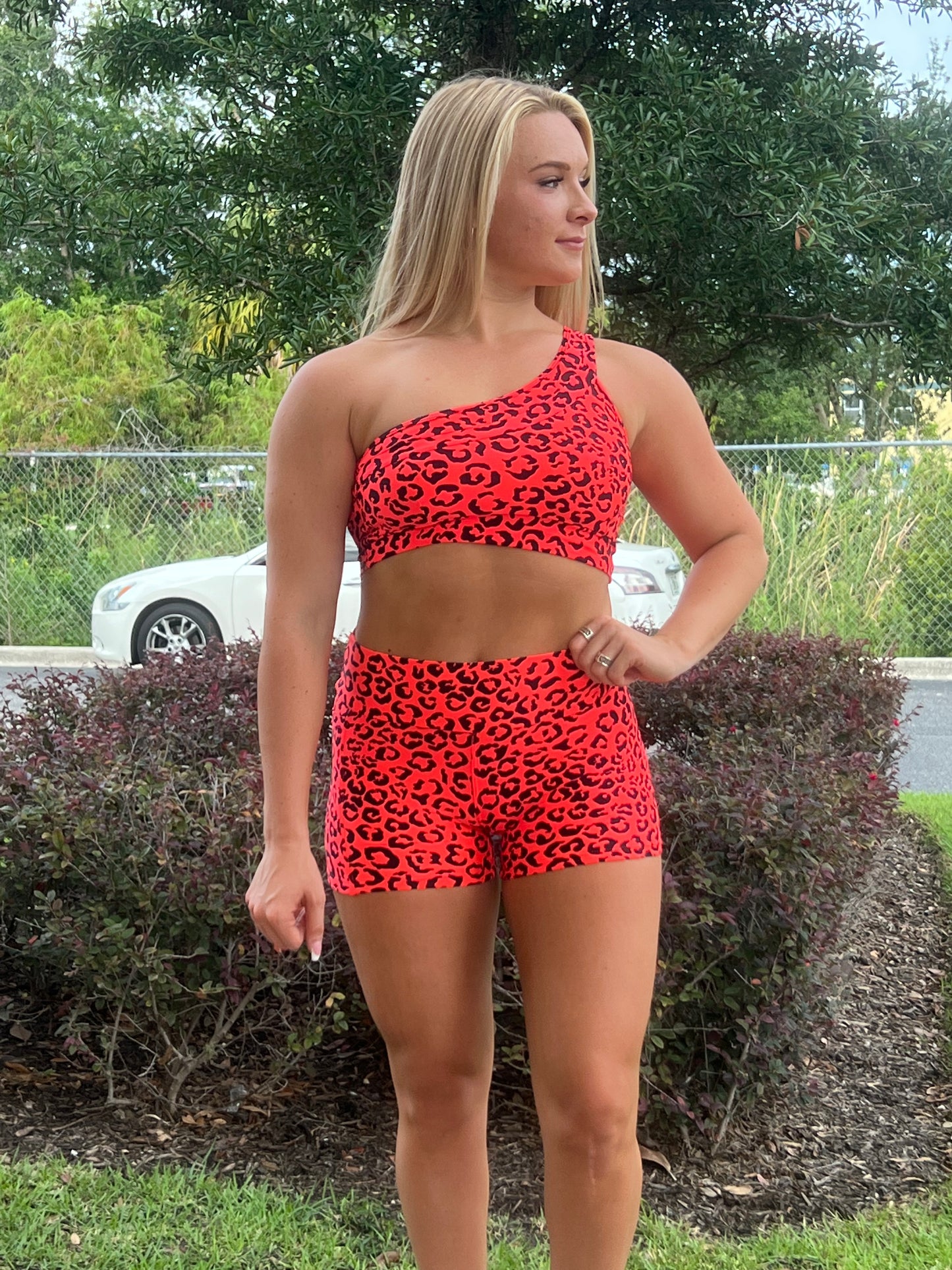 Alexandra Orange Cheetah Shorts