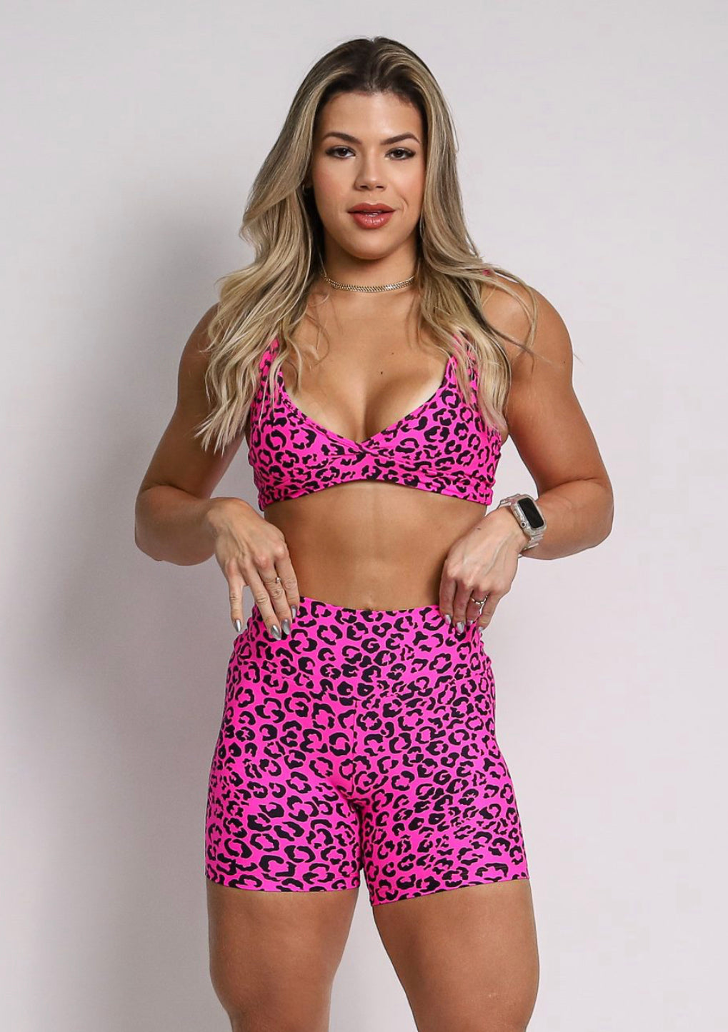 Vivi Pink Cheetah Sports Bra