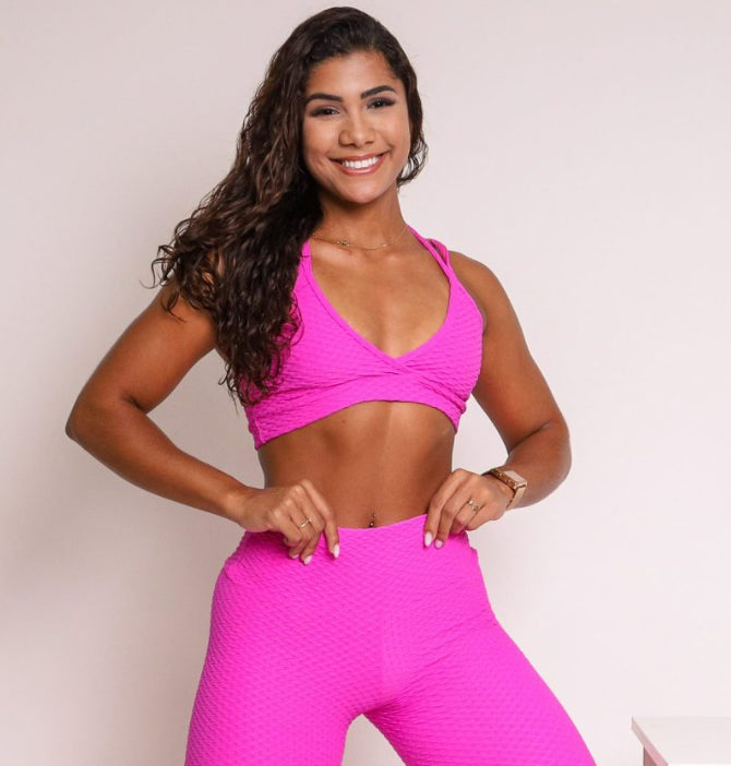 Vivi Pink Soft Textured Sports Bra