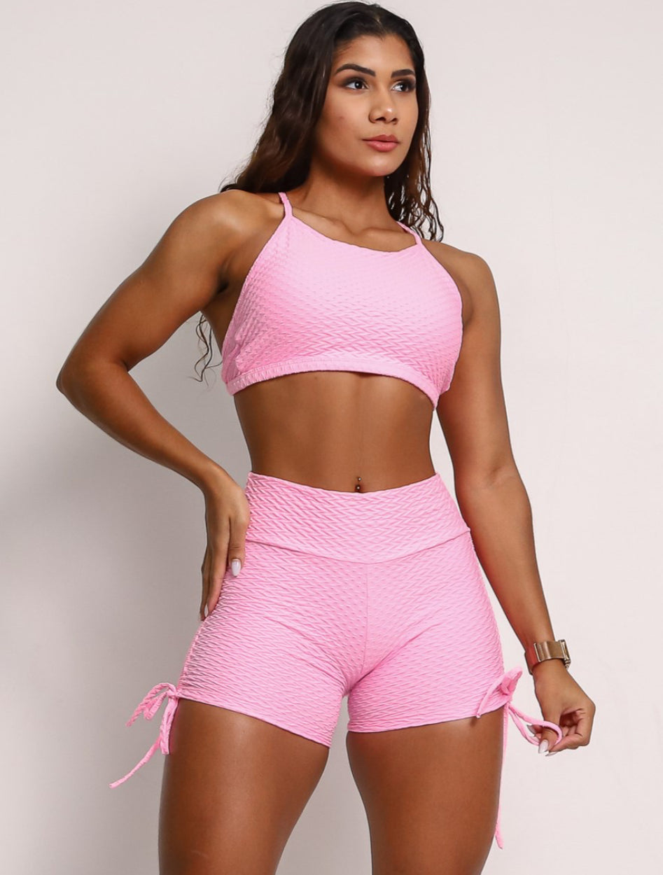 Lily Pink Soft Texture Cross Shorts