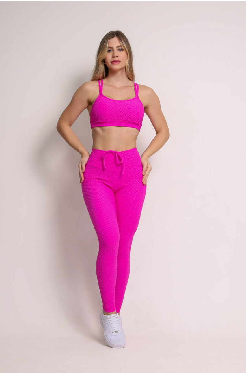 Lu Pink Soft Textured Sports Bra